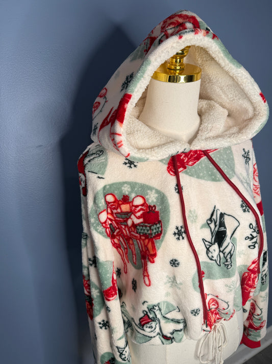 Size-3XL Cropped Fuzzy Hoodie