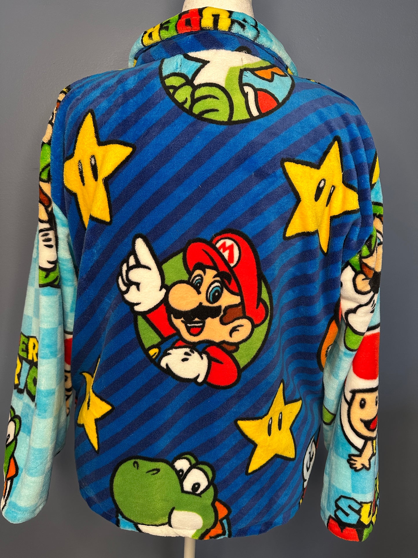 Size-XL Super Mario Zip-up Fuzzy Jacket