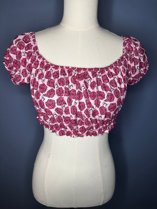 Off Shoulder Puff Sleeve Crop Top