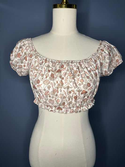 Off Shoulder Puff Sleeve Crop Top