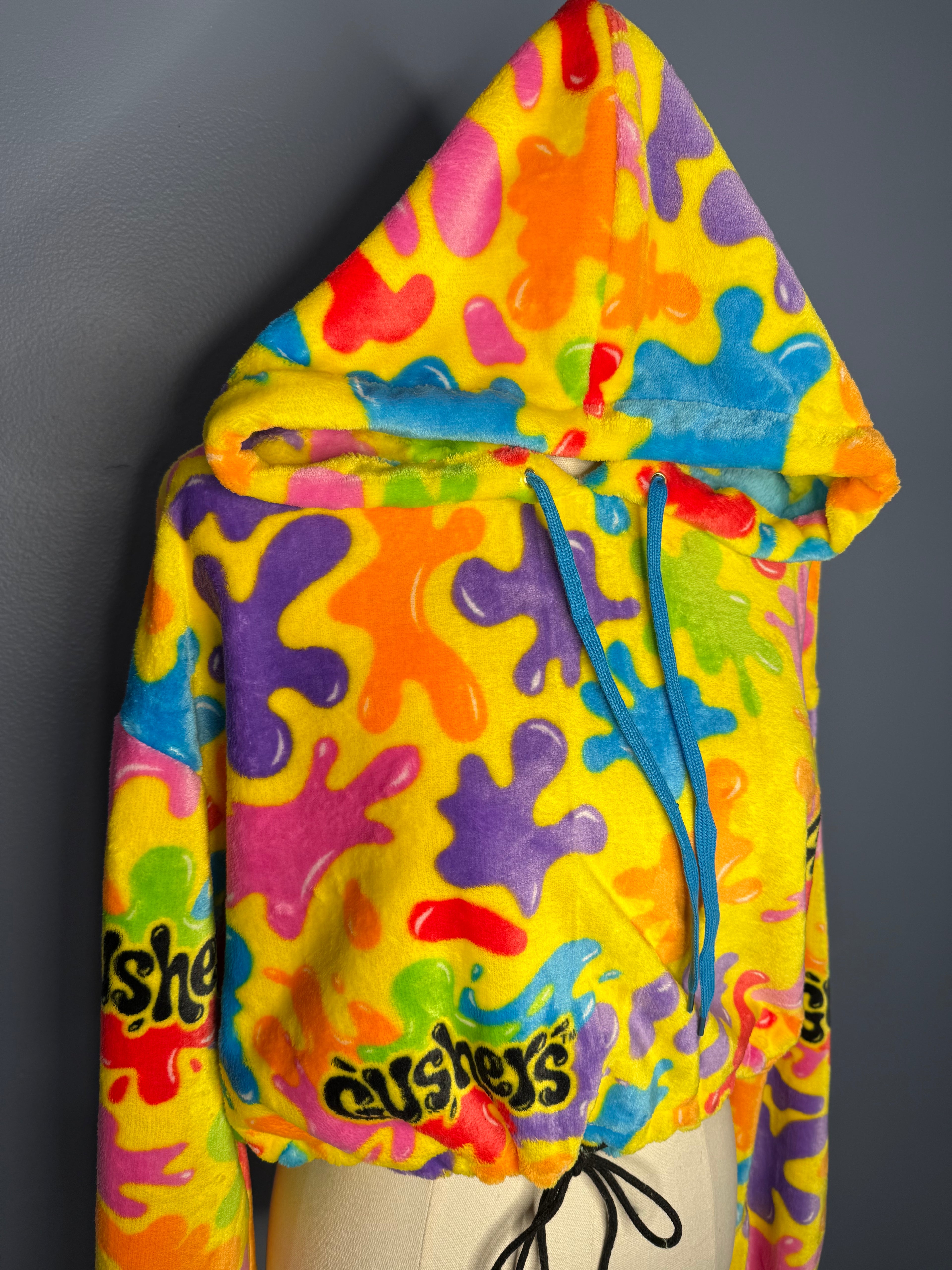 Size-XL Cropped Fuzzy Hoodie