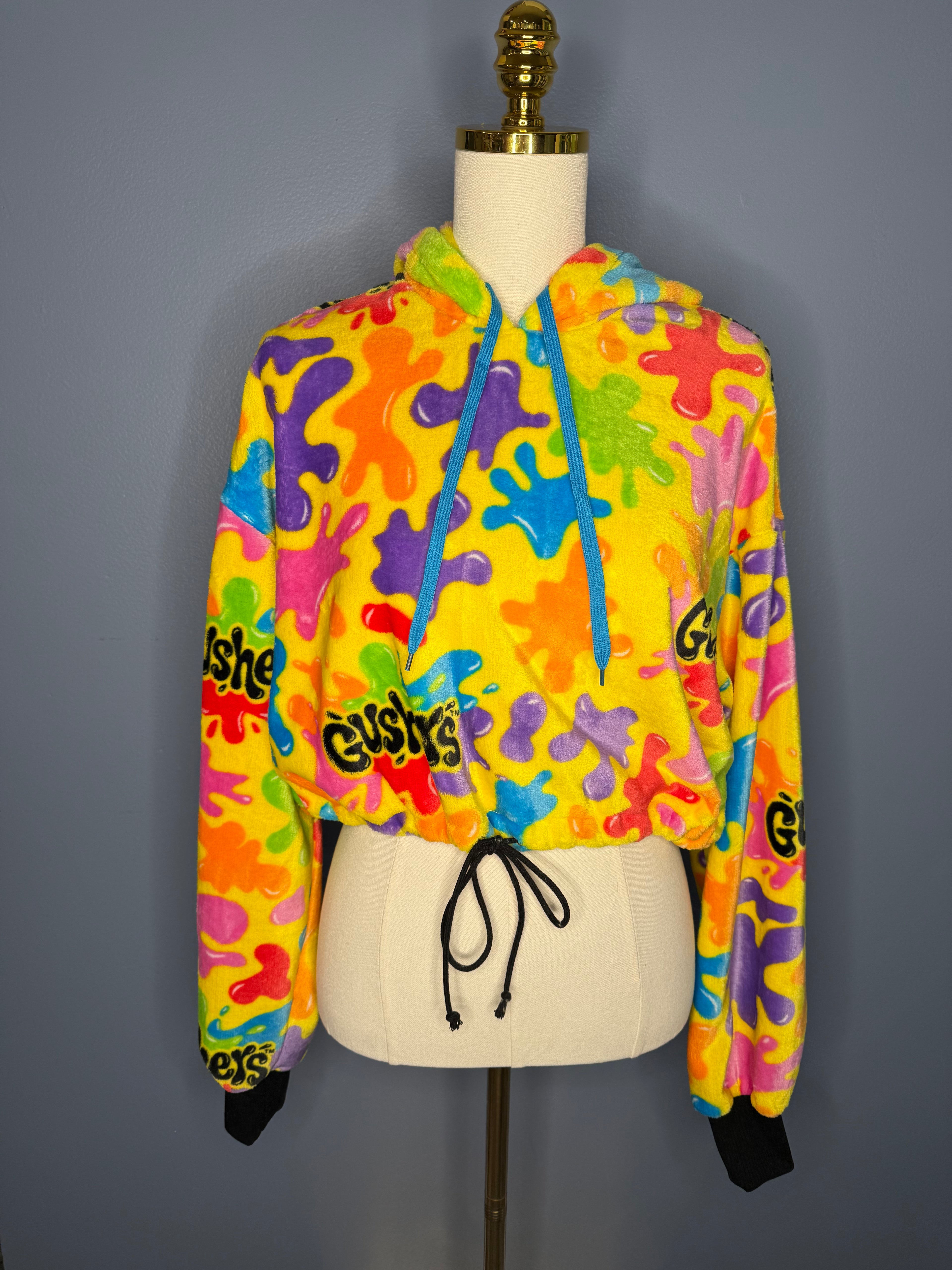 Size-XL Cropped Fuzzy Hoodie