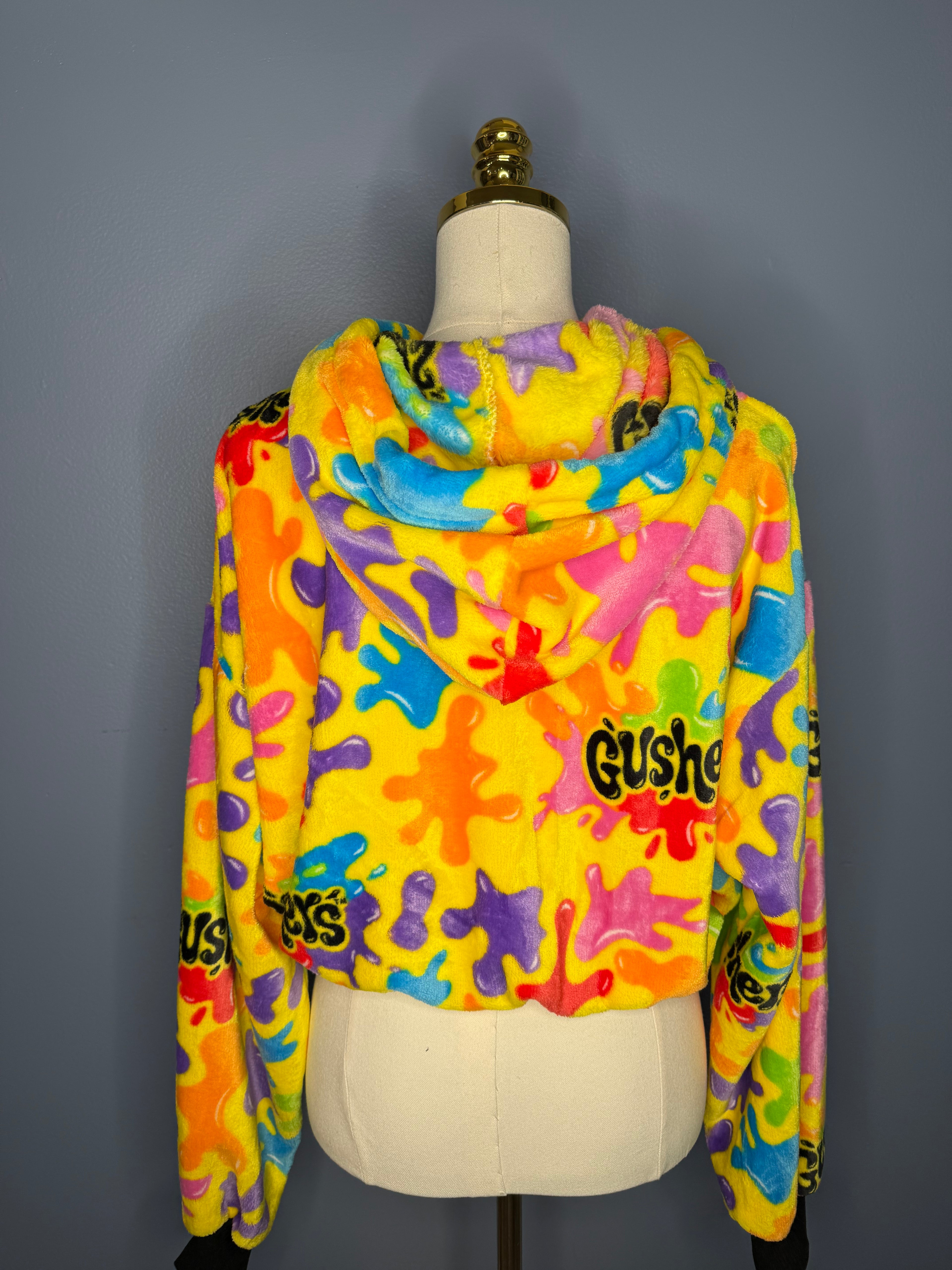 Size-XL Cropped Fuzzy Hoodie