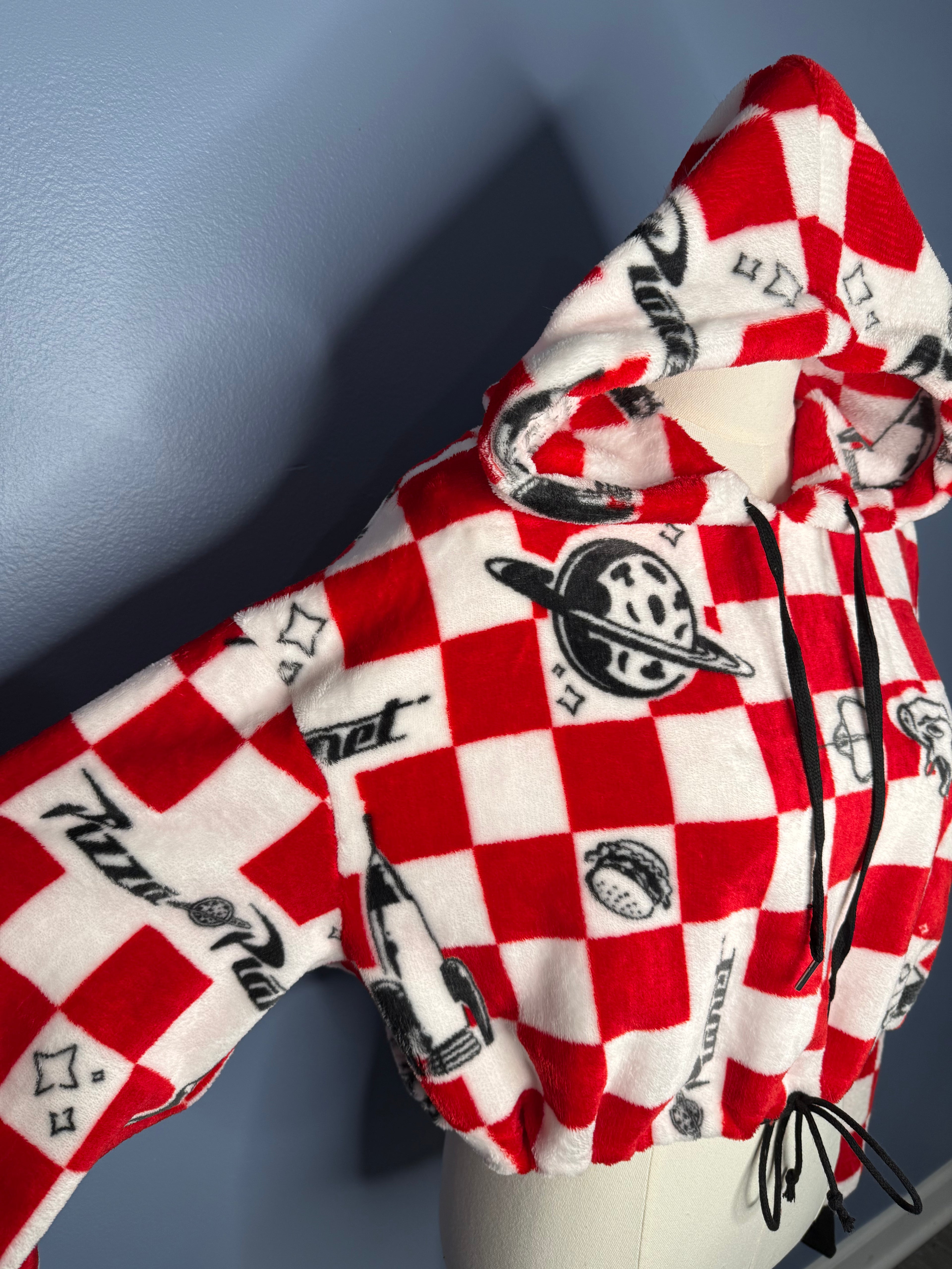 Size-XL Cropped Fuzzy Hoodie