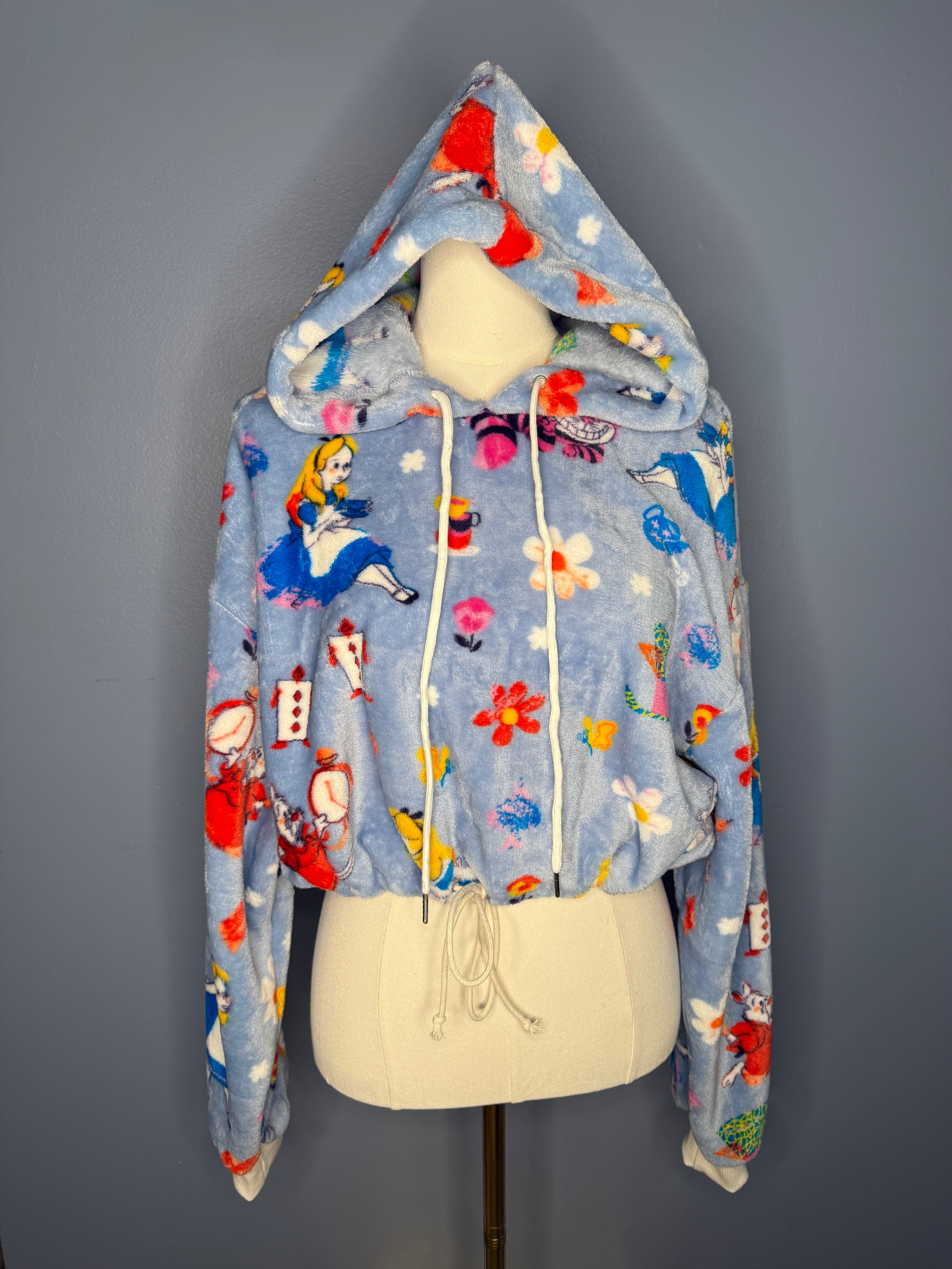 Size-XL Cropped Fuzzy Hoodie