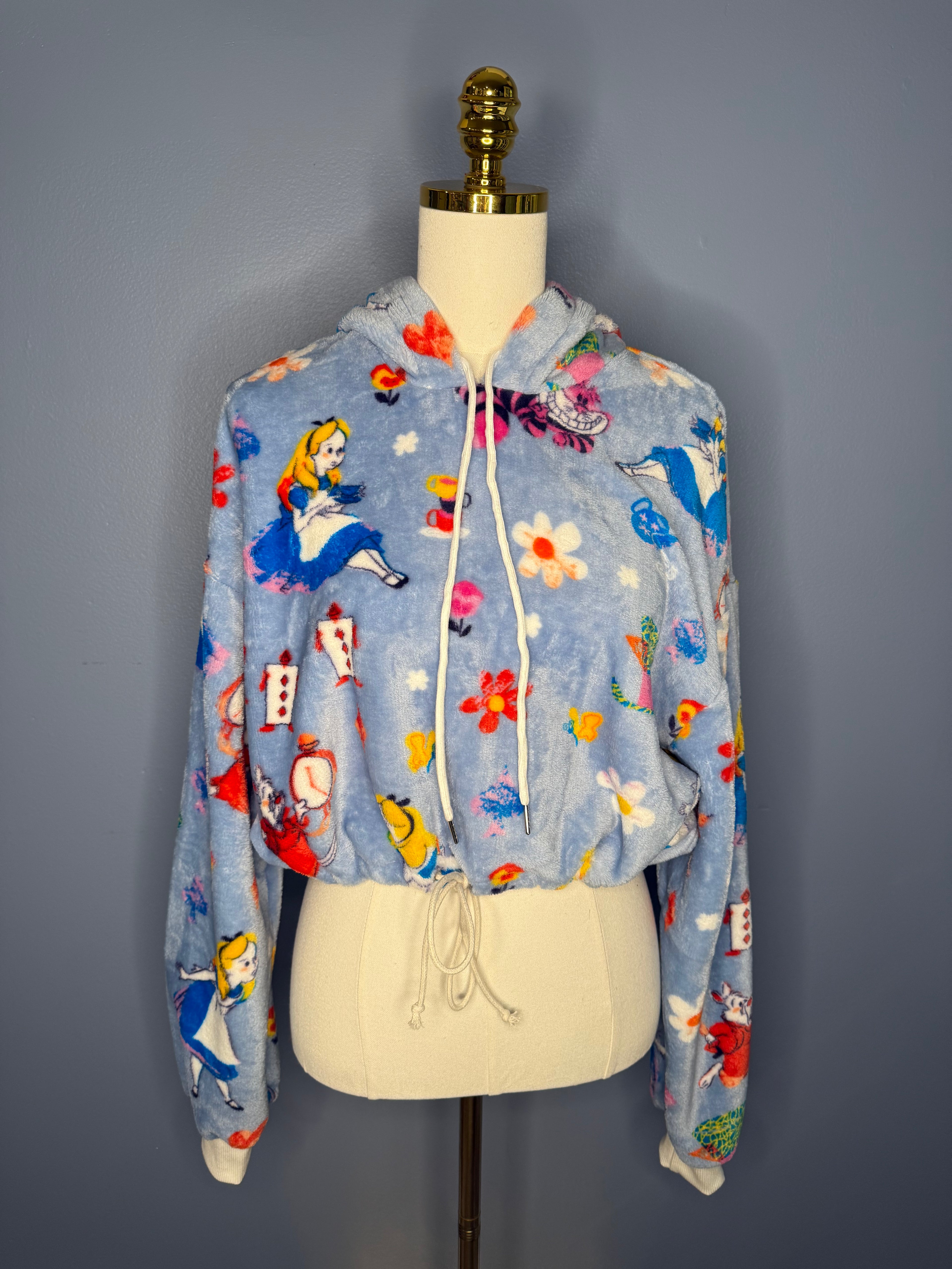 Size-XL Cropped Fuzzy Hoodie