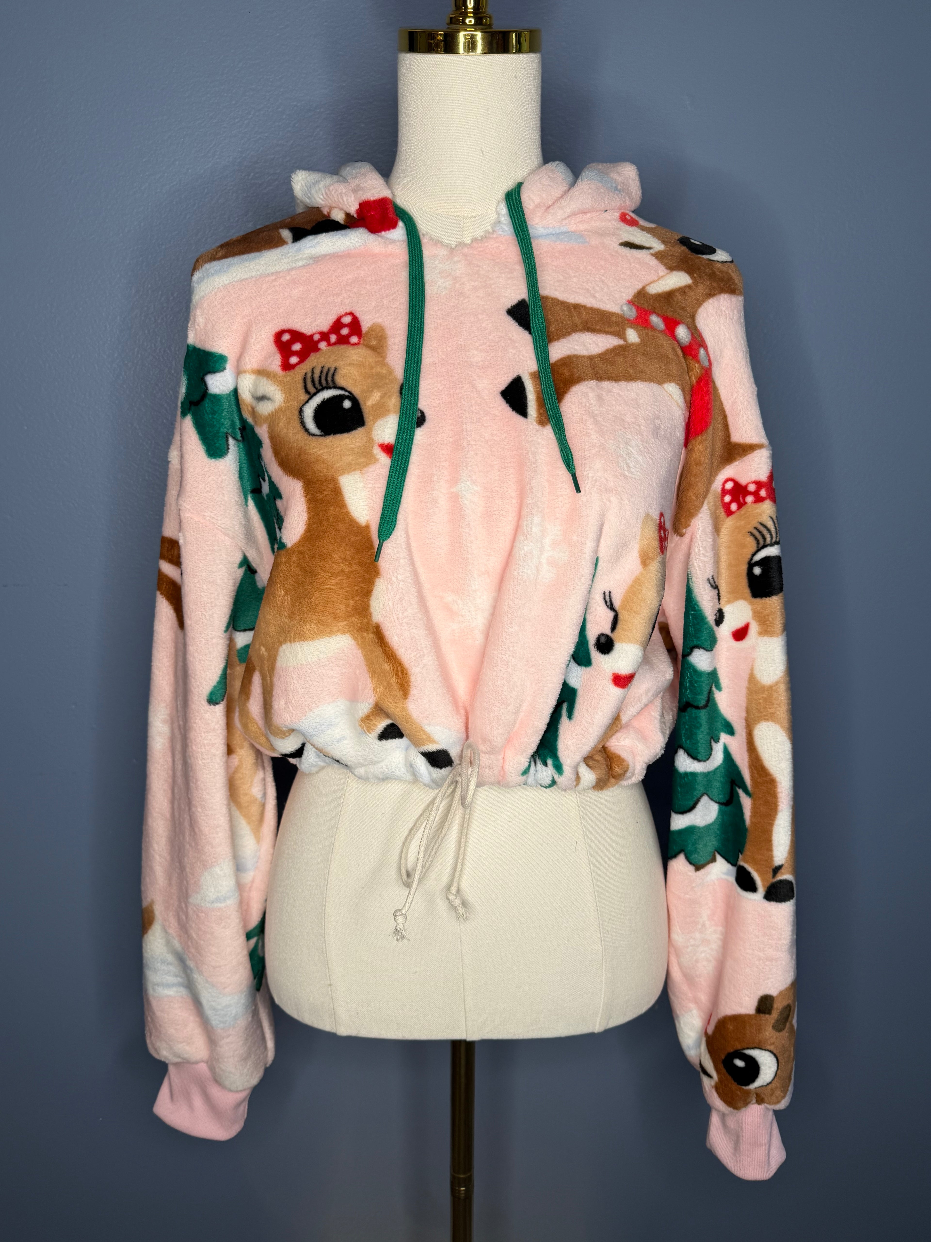 Size-Large Cropped Fuzzy Hoodie