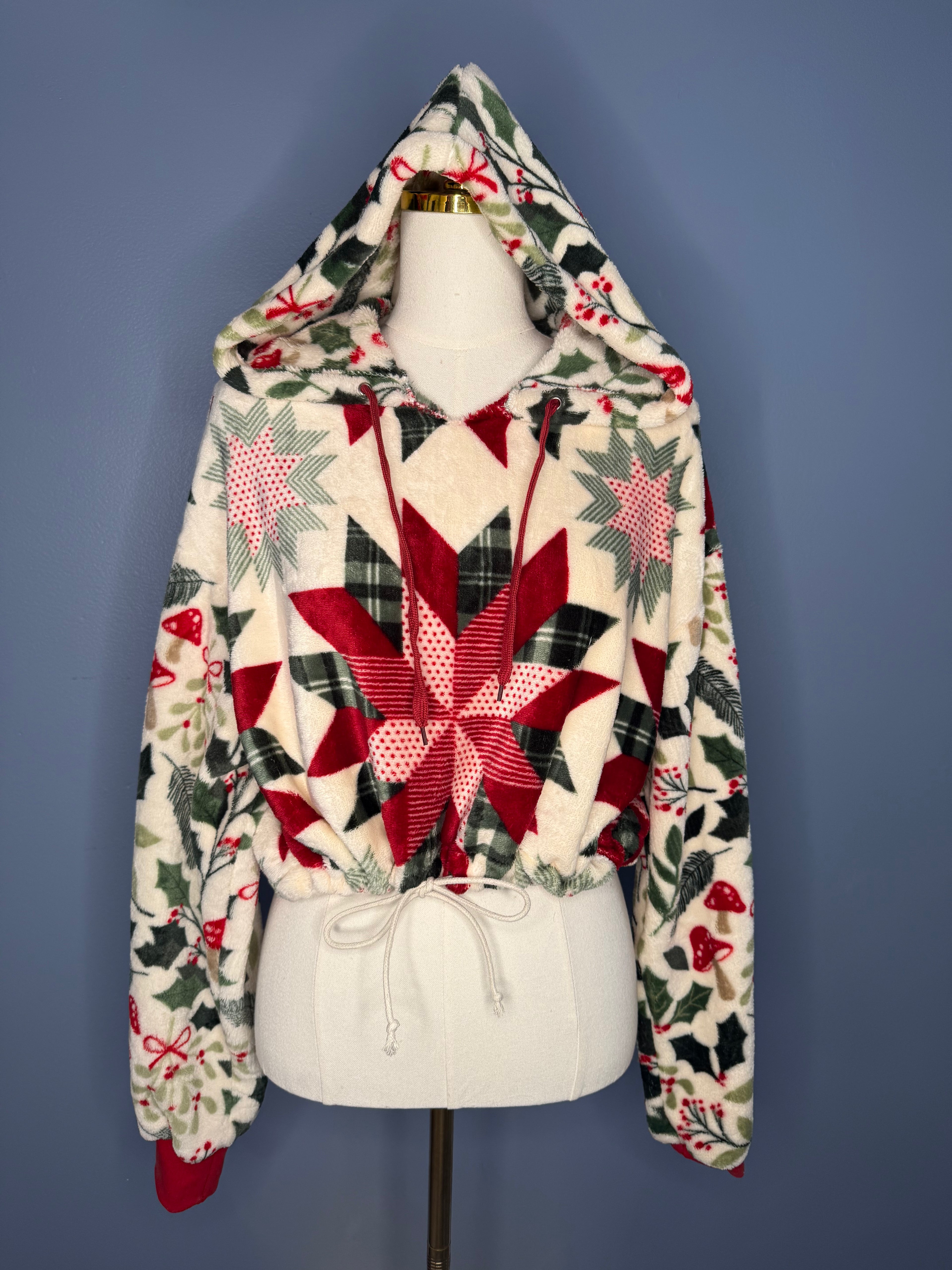 Size-Large Cropped Fuzzy Hoodie