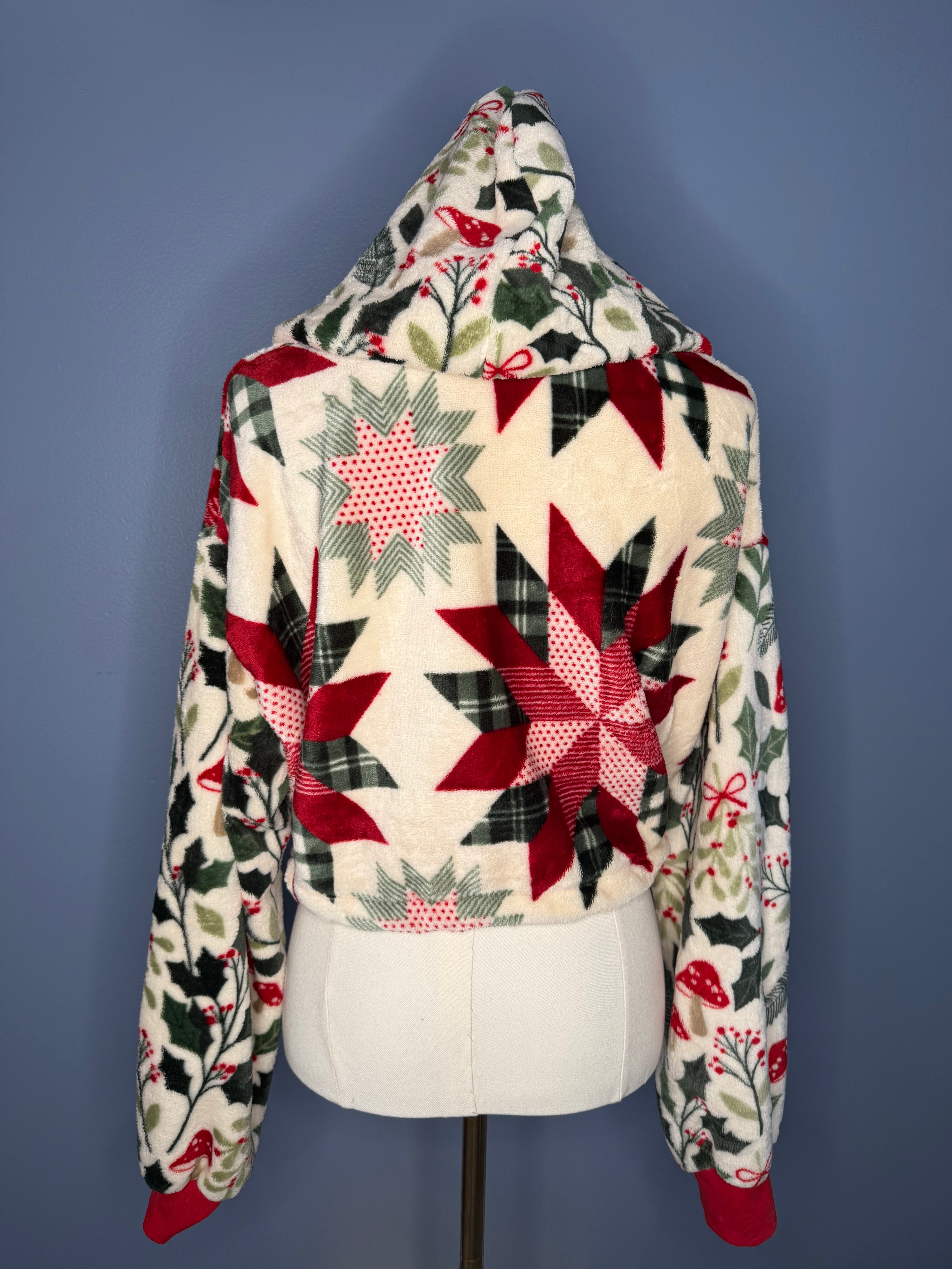 Size-Large Cropped Fuzzy Hoodie