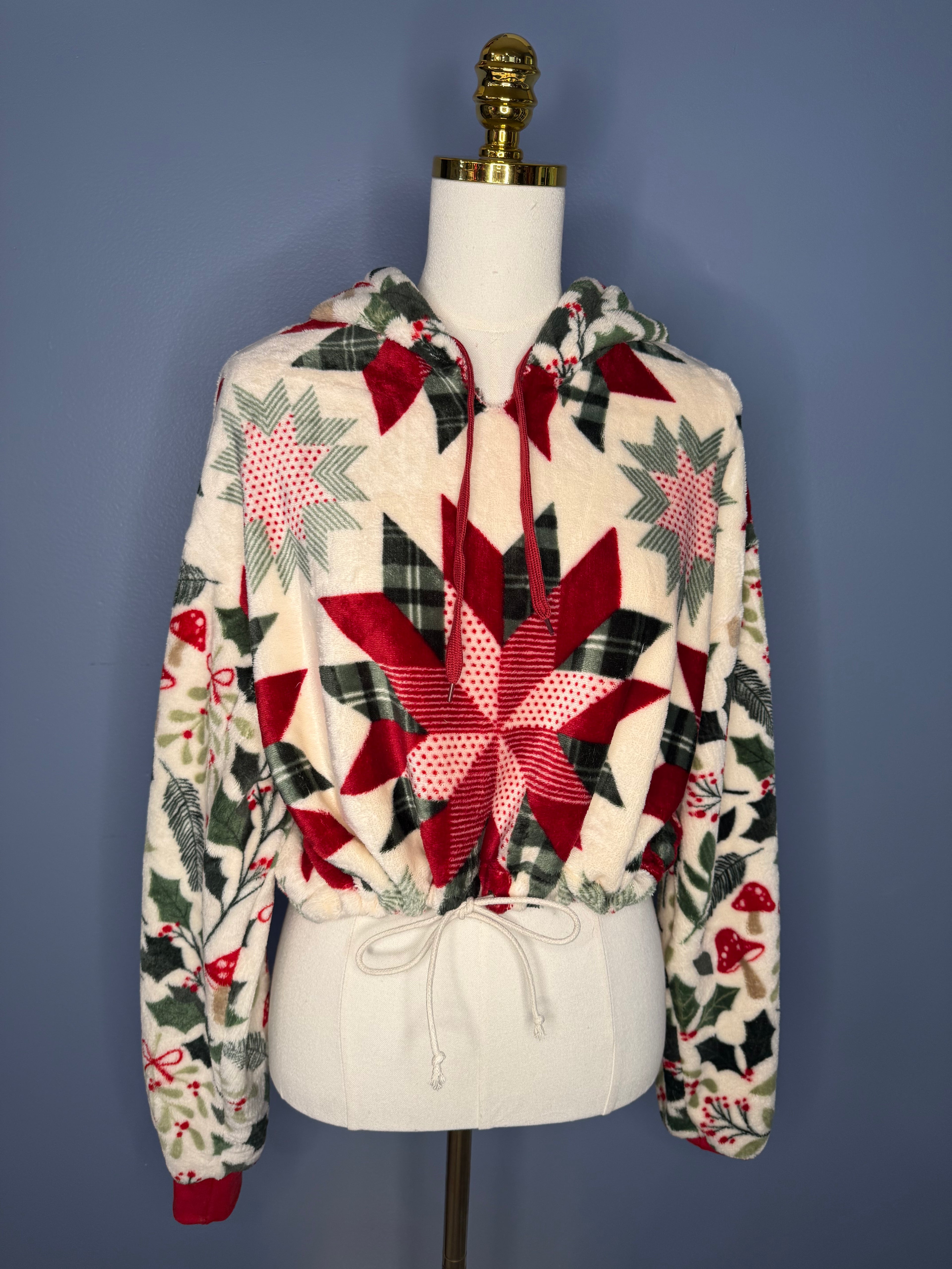 Size-Large Cropped Fuzzy Hoodie