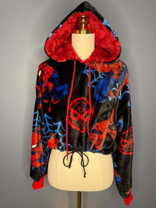 Size-Medium Cropped Fuzzy Hoodie