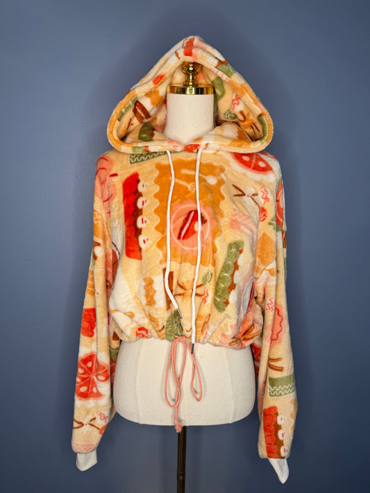 Size-3XL Cropped Fuzzy Hoodie