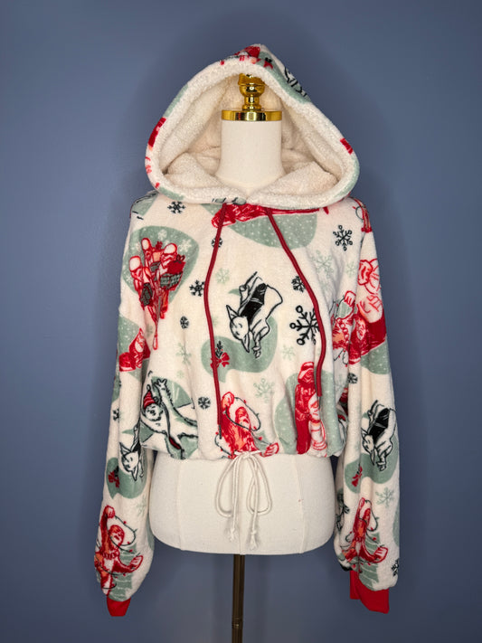 Size-3XL Cropped Fuzzy Hoodie