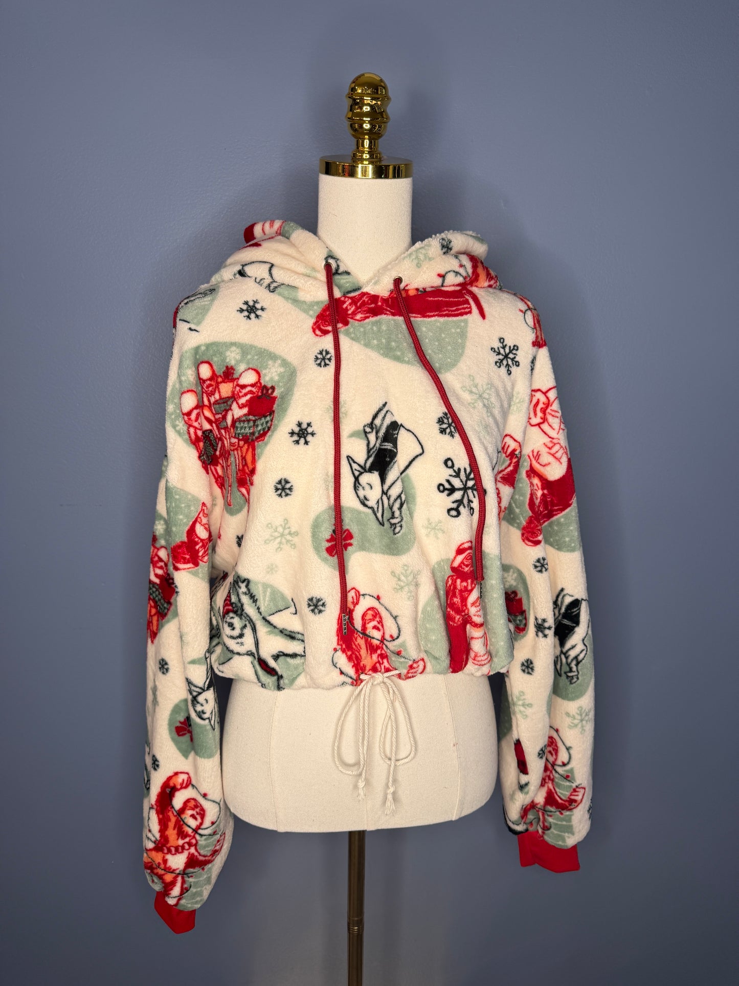 Size-3XL Cropped Fuzzy Hoodie