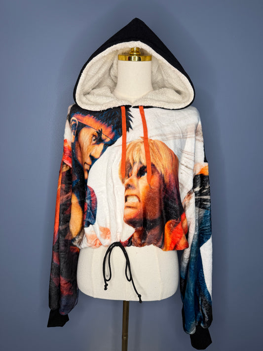 Size-3XL Cropped Fuzzy Hoodie