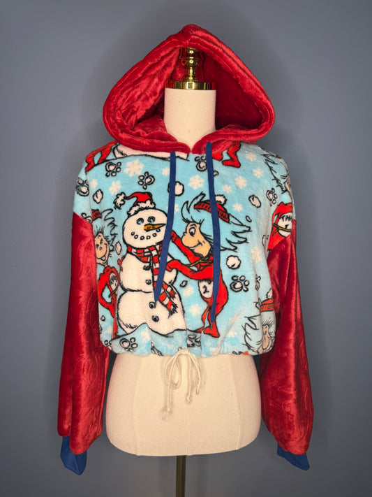 Size-Small Cropped Fuzzy Hoodie