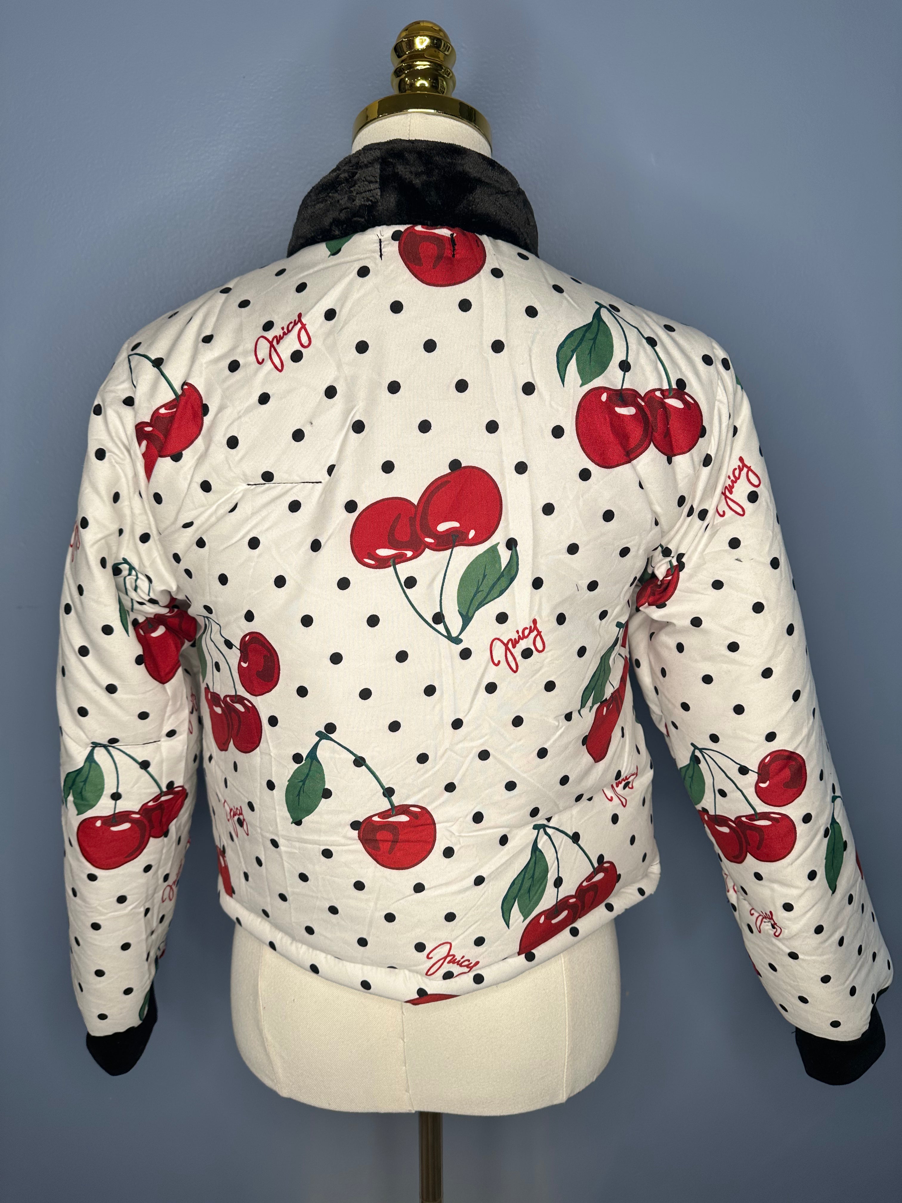 Size-Small Juicy Couture Puffer Coat- White Cherries